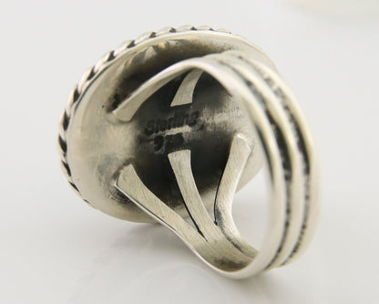 Navajo Ring 925 Silver Natural Malachite Native American Artist C.80's