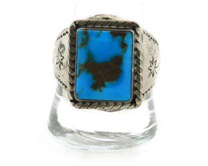Men Navajo Ring Sterling Silver Natural Turquoise Vintage Size 11.5 Handmade