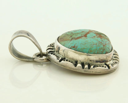 Navajo Pendant 925 Sterling Silver Natural Turquoise Vintage Artist Signed Gecko