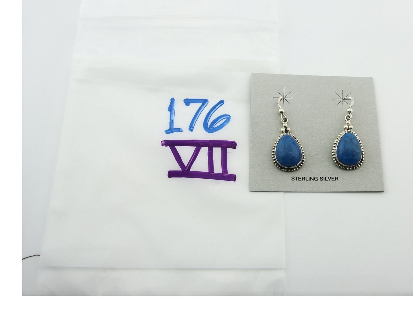 Navajo Dangle Earrings Sterling Silver Lapis Vintage Authentic Signed M