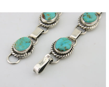 Navajo Bracelet 925 Silver Natural Blue Turquoise Native American Artist C.80's