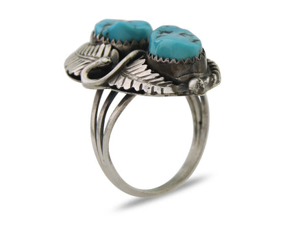Navajo Ring 925 Silver Natural Turquoise Artist Signed Rob T Kelly C.80's