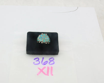 Native American Ring Sterling Silver Natural Turquoise Signed Size 7.75