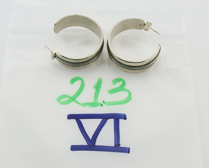 Navajo Hoop Earrings Sterling Silver Vintage Authentic Signed Ron Yazzie