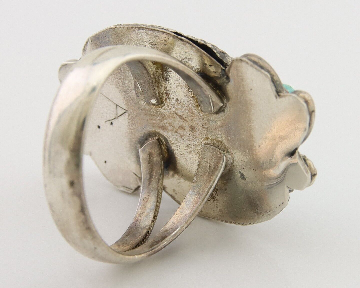 Navajo Handmade Ring 925 Silver Natural Turquoise Native Artist C.80's