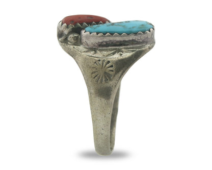 Vintage Navajo Ring 925 Sterling Silver Natural Gemstone Authentic Size 8.25