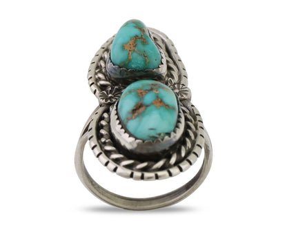 Navajo Ring 925 Silver Natural Spiderweb Turquoise Signed Tom Willeto C.80's