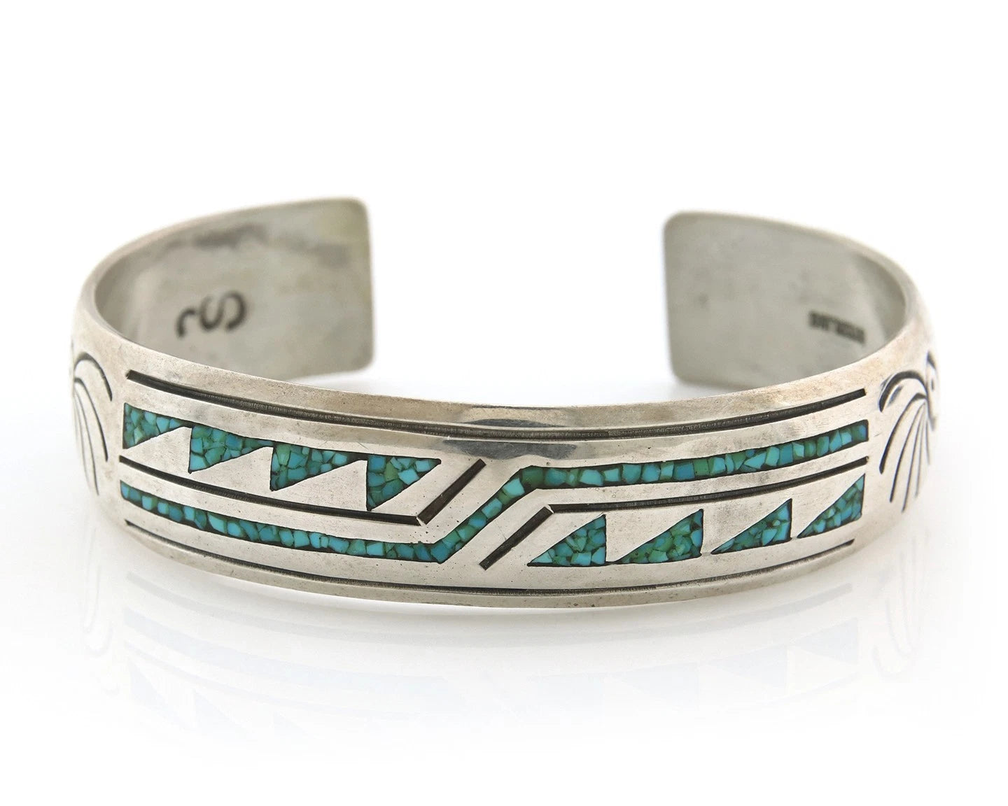 Navajo Cuff Bracelet Sterling Silver Authentic Turquoise Signed Stanley Bain