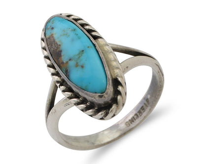 Navajo Handmade Ring 925 Silver Kingman Turquoise Size 7.5 C.80's