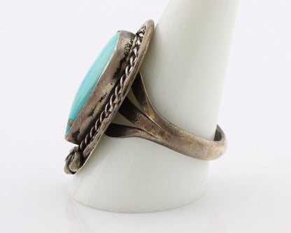 Navajo Ring 925 Silver Blue Turquoise Native American Artist C.80's