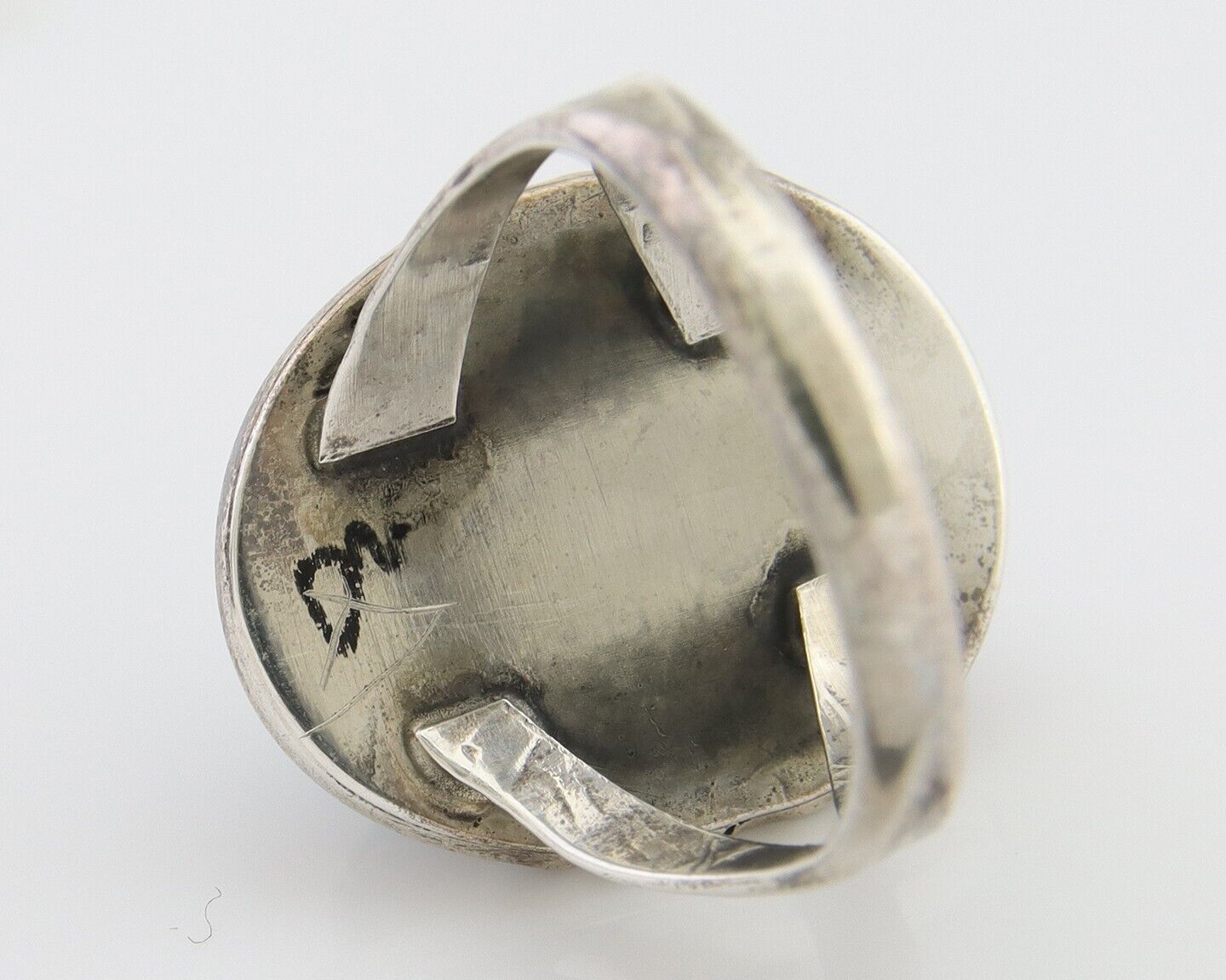 Navajo Ring 925 Silver Blue Turquoise Artist Signed Platero FNE C.80's Size 7.75