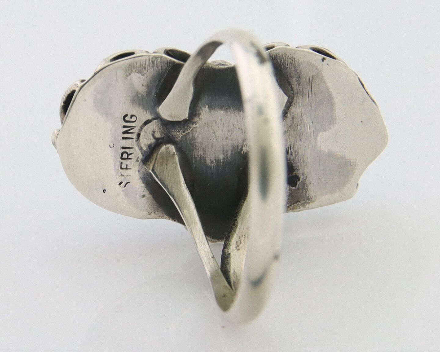Navajo Ring 925 Silver Natural Blue Turquoise Artist Signed SC C.80's Size 5.75