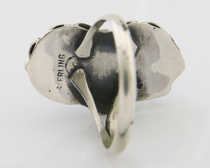 Navajo Ring 925 Silver Natural Blue Turquoise Artist Signed SC C.80's Size 5.75