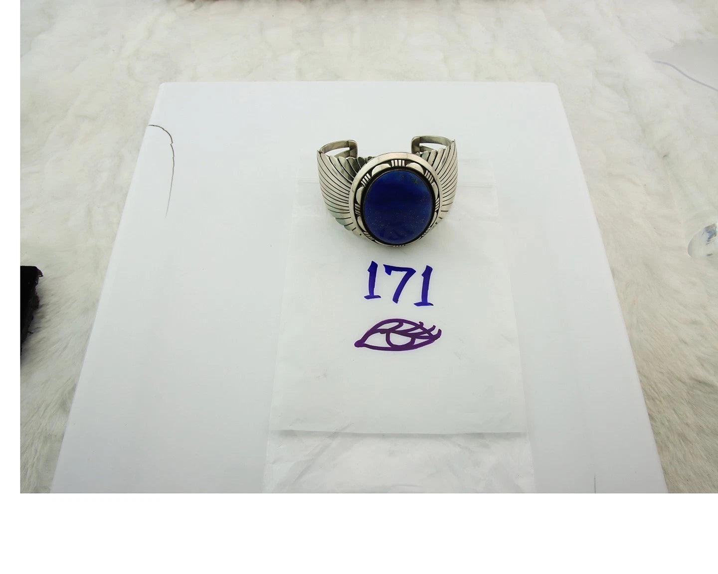 Navajo Cuff Bracelet Sterling Silver Lapis Vintage Signed Delgarito