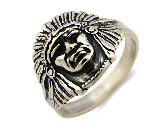 Navajo Warrior Chief Ring .925 Silver Artist Signed Wheeler C.80's Size 11.25