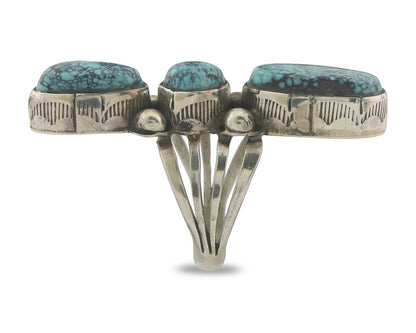 Vintage Navajo Ring 925 Sterling Authentic Turquoise Signed M Size 6.5