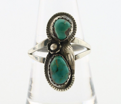 Navajo Ring 925 Silver Natural AAA Blue Turquoise Artist Signed Tom Willeto C80s