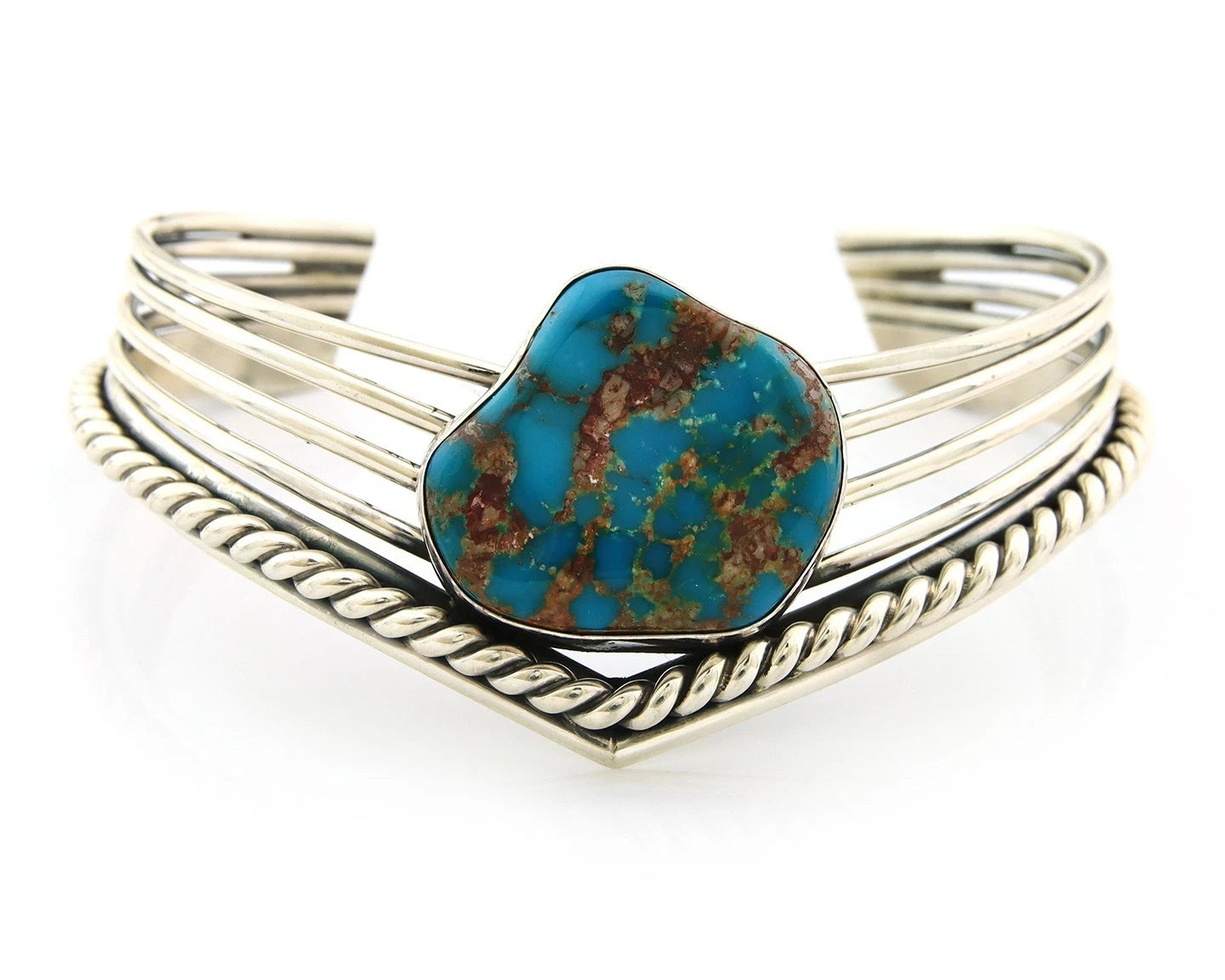 Navajo Cuff Bracelet Sterling Silver Natural Nevada Turquoise Native Vintage