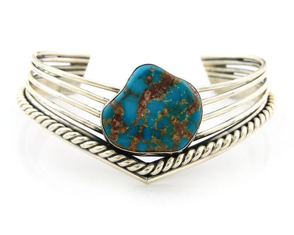 Navajo Cuff Bracelet Sterling Silver Natural Nevada Turquoise Native Vintage