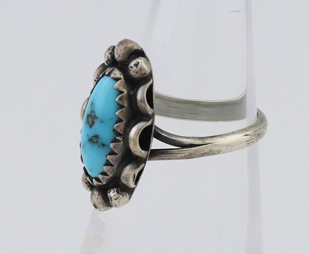 Navajo Handmade Ring 925 Silver Sleeping Beauty Turquoise Artist Signed SC C80s