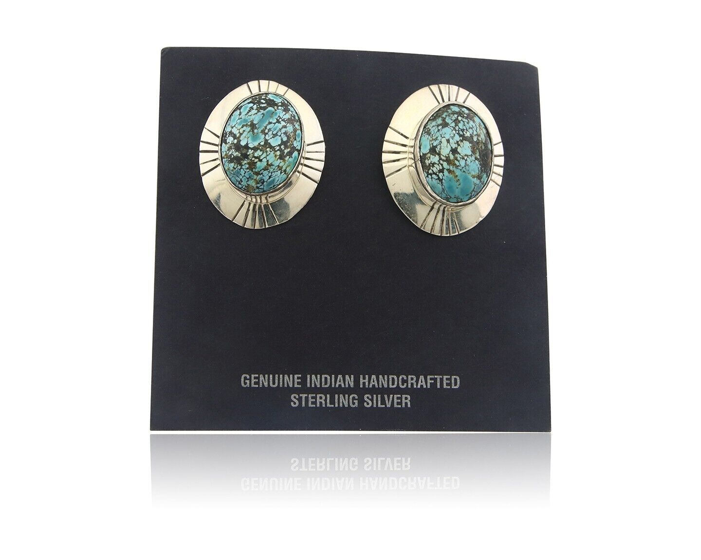 Navajo Earrings 925 Silver Handmade Natural Turquoise Native Artist C.80's