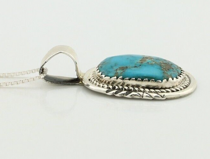 Navajo Necklace 925 Silver Kingman Turquoise Signed Anna Begay C.80's