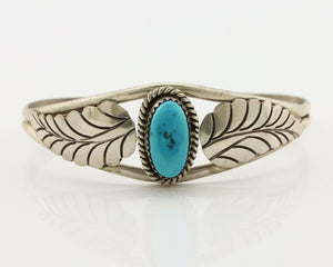 Navajo Handmade Bracelet 925 Silver Natural Blue Turquoise Artist Signed E C.80s