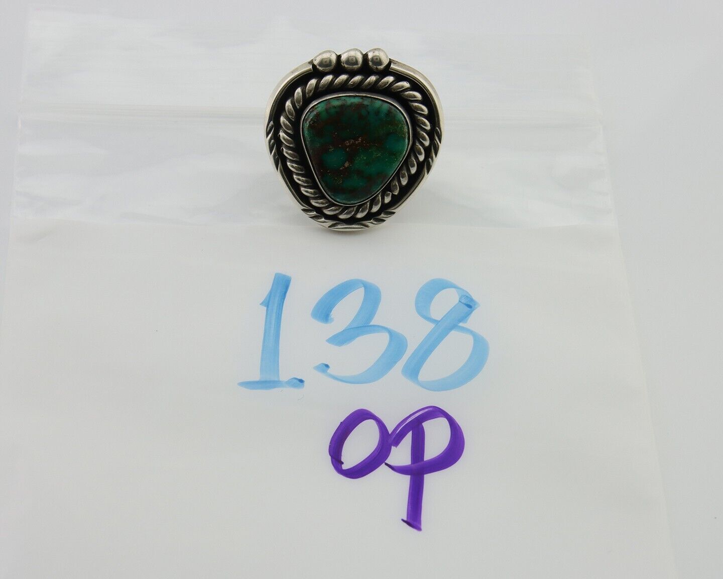 Navajo Ring 925 Silver Gem Grade Turquoise Native American Artist C.80's