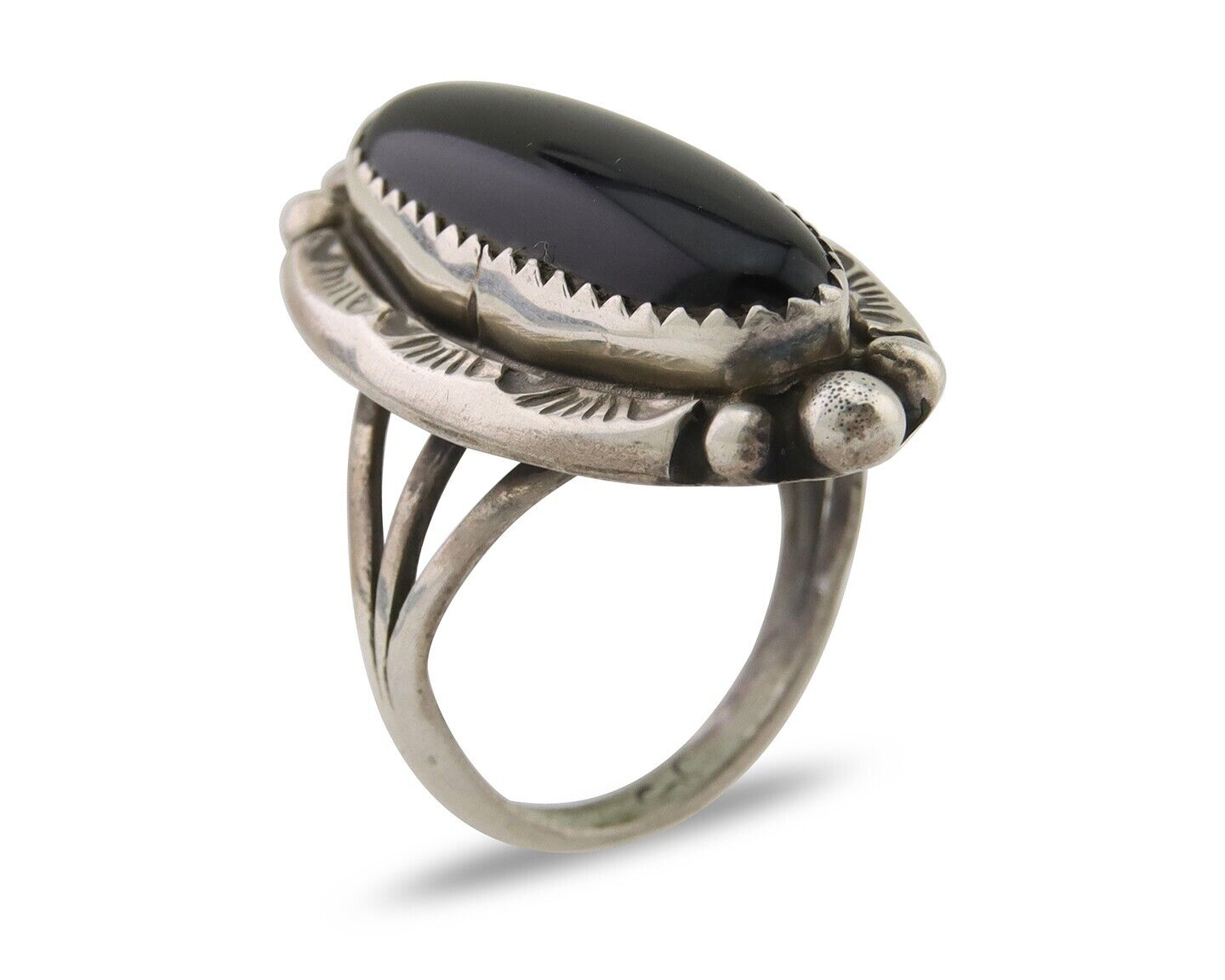 Navajo Handmade Ring 925 Silver Black Onyx Artist Signed SC C.80's
