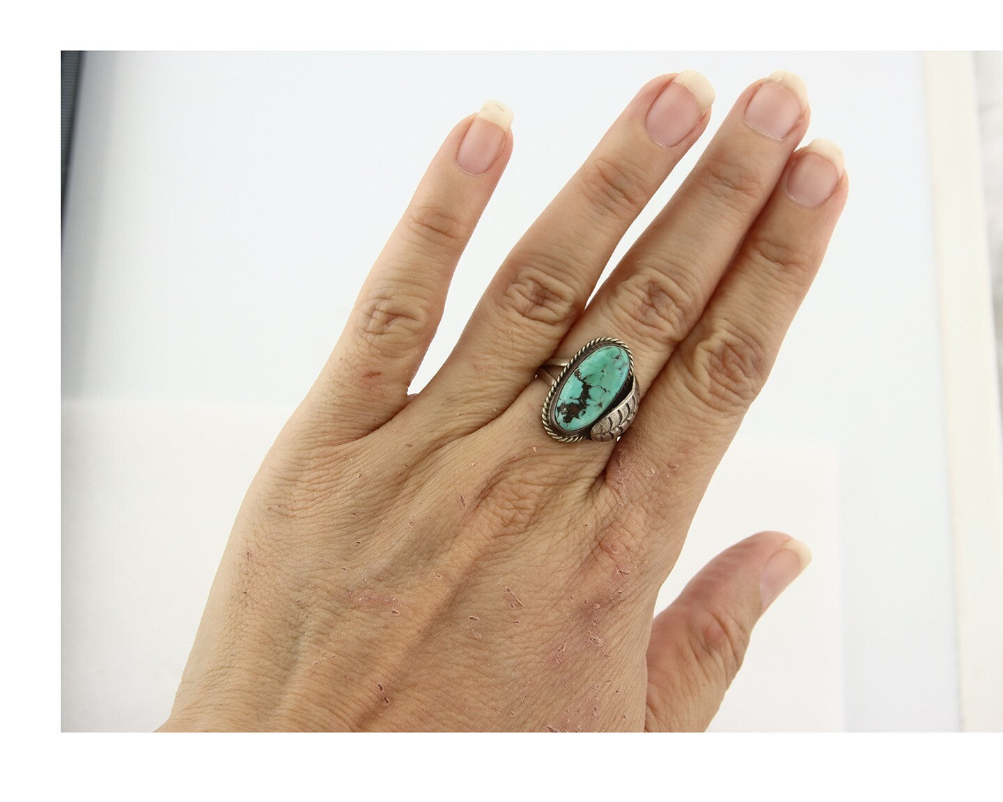 Vintage Navajo Ring 925 Sterling Silver Turquoise Handmade Size 6.5