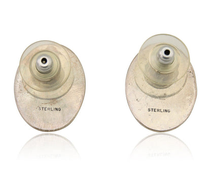 Navajo Earrings 925 Silver Natural Blue Native American Artist C.80's