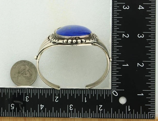 Navajo Cuff Bracelet Sterling Silver Lapis Vintage Signed Cecil Atencio