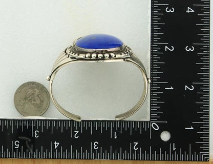 Navajo Cuff Bracelet Sterling Silver Lapis Vintage Signed Cecil Atencio