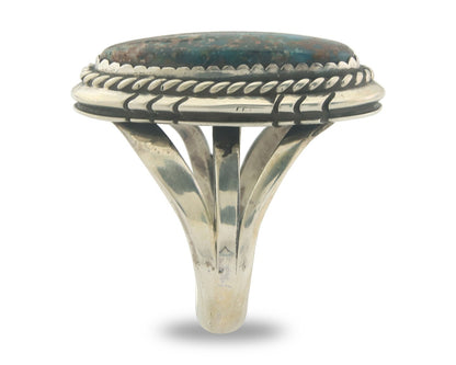 Vintage Navajo Ring 925 Sterling Authentic Turquoise Artist Signed TS Size 7.25