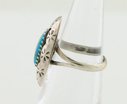 Navajo Ring 925 Silver Natural Blue Turquoise Native American Artist C.80's