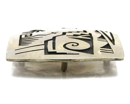 Navajo Belt Buckle .925 SOLID Sterling Silver Handmade Overlay Circa 1980's