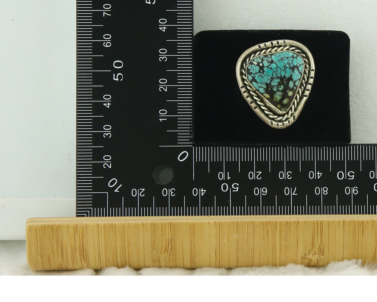Vintage Navajo Ring 925 Sterling Silver Turquoise Signed L Bennett Size 7.5