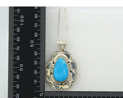 Navajo Sterling Silver Necklace Authentic Turquoise Vintage Signed Montoya