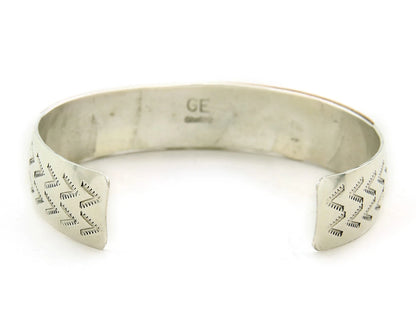 Navajo Cuff Bracelet Sterling Silver & Gold Vintage Storyteller Signed GE