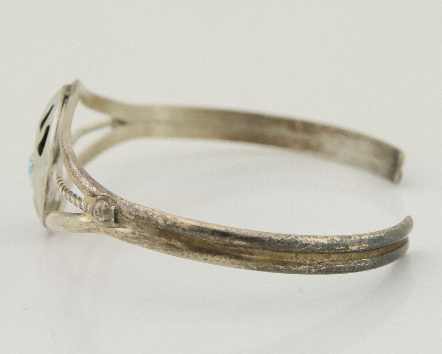 Navajo Paw Bracelet 925 Silver Blue Turquoise Native American Artist C.80's