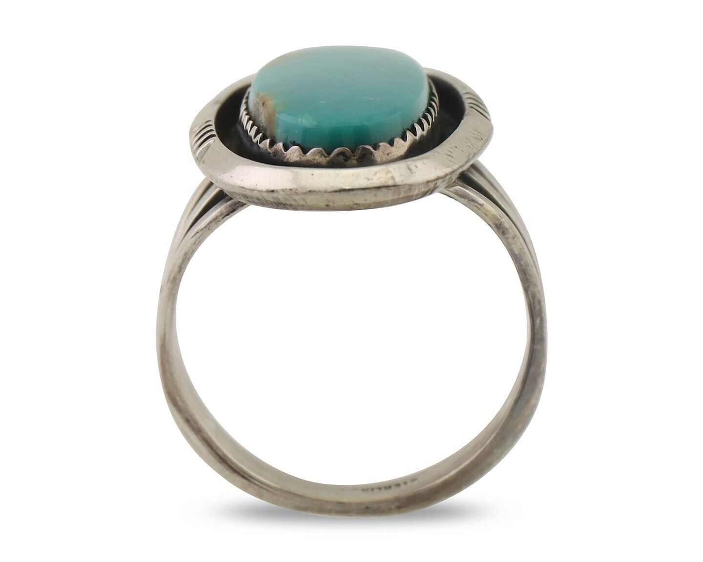 Navajo Ring 925 Silver Natural Blue Turquoise Native American Artist C.80's
