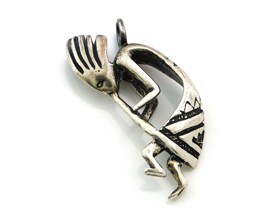 Navajo Kokopelli Pendant Sterling Silver Authentic Traditional Native American