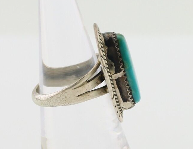 Navajo Ring 925 Silver Natural Turquoise Native American Artist C.80's