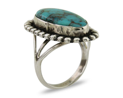 Navajo Shield Ring 925 Silver Arizona Turquoise Native Artist C.80's