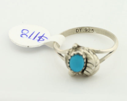 Navajo Ring .925 Silver Sleeping Beauty Turquoise Native American Artist C.80's