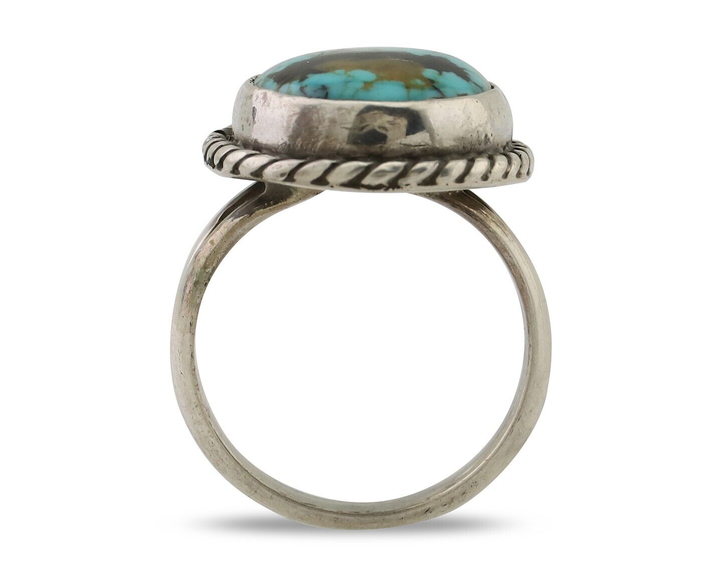 Navajo Ring 925 Silver Natural Blue Turquoise Native American Artist C.80's