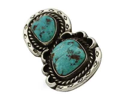 Navajo Ring 925 Silver Natural Blue Turquoise Artist Signed LP C.80's