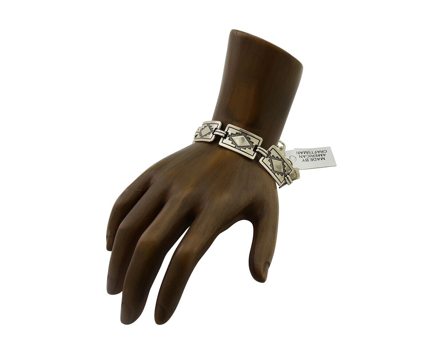 Navajo Hamdmade Link Bracelet 925 Silver Native American Artist C.80's