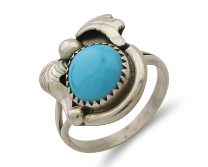 Navajo Ring 925 Silver Natural Blue Turquoise Native American Artist C.80's