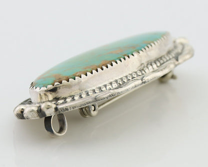 Navajo Pin Pendant 925 Silver Natural Kingman Turquoise Signed D C.80's